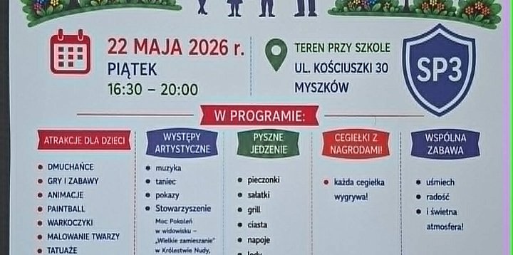 Zaproszenie na Festyn Rodzinny w SP3 w Myszkowie